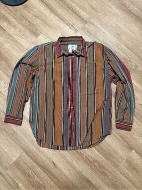 The Territory Ahead Shirt Aztec Southwest Western 80's Stripe Long Sleeve Button